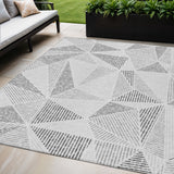 5' X 8' Gray Charcoal And Silver Geometric Washable Indoor Outdoor Area Rug