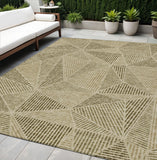 5' X 8' Khaki Brown And Beige Geometric Washable Indoor Outdoor Area Rug