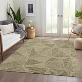 5' X 8' Khaki Brown And Beige Geometric Washable Indoor Outdoor Area Rug