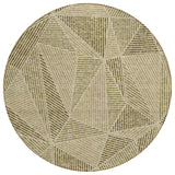 8' Khaki Brown And Beige Round Geometric Washable Indoor Outdoor Area Rug