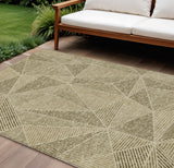 8' X 10' Khaki Brown And Beige Geometric Washable Indoor Outdoor Area Rug