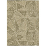 8' X 10' Khaki Brown And Beige Geometric Washable Indoor Outdoor Area Rug