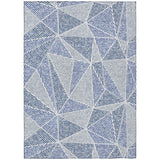 3' X 5' Navy Blue And Denim Blue Geometric Washable Indoor Outdoor Area Rug
