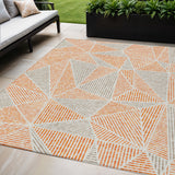 5' X 8' Orange Gray And Silver Geometric Washable Indoor Outdoor Area Rug