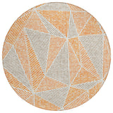 8' Orange Gray And Silver Round Geometric Washable Indoor Outdoor Area Rug