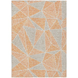 8' X 10' Orange Gray And Silver Geometric Washable Indoor Outdoor Area Rug