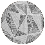 8' Pewter Charcoal And Gray Round Geometric Washable Indoor Outdoor Area Rug