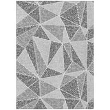 8' X 10' Pewter Charcoal And Gray Geometric Washable Indoor Outdoor Area Rug