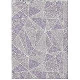 5' X 8' Purple Lilac And Silver Geometric Washable Indoor Outdoor Area Rug