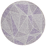 8' Purple Lilac And Silver Round Geometric Washable Indoor Outdoor Area Rug