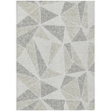 3' X 5' Taupe Brown And Beige Geometric Washable Indoor Outdoor Area Rug