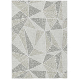5' X 8' Taupe Brown And Beige Geometric Washable Indoor Outdoor Area Rug