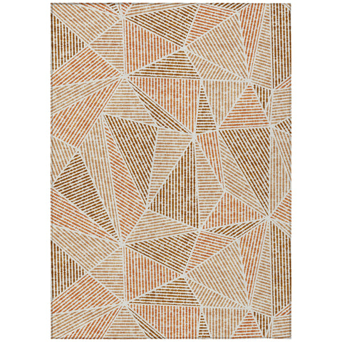 3' X 5' Terra Cotta Beige And Salmon Geometric Washable Indoor Outdoor Area Rug