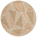 8' Terra Cotta Beige And Salmon Round Geometric Washable Indoor Outdoor Area Rug