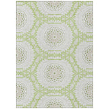 8' X 10' Artichoke Green Olive Green And Tan Floral Medallion Washable Indoor Outdoor Area Rug