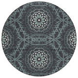 8' Charcoal Gray And Ivory Round Floral Medallion Washable Indoor Outdoor Area Rug