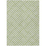3' X 5' Artichoke Green And Ivory Geometric Washable Indoor Outdoor Area Rug