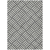 8' X 10' Black And Ivory Geometric Washable Indoor Outdoor Area Rug