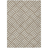 3' X 5' Brown And Ivory Geometric Washable Indoor Outdoor Area Rug
