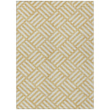 3' X 5' Gold And Ivory Geometric Washable Indoor Outdoor Area Rug