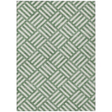 5' X 8' Green And Ivory Geometric Washable Indoor Outdoor Area Rug