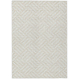 5' X 8' Ivory And Beige Geometric Washable Indoor Outdoor Area Rug