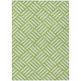 8' X 10' Lime Green And Ivory Geometric Washable Indoor Outdoor Area Rug
