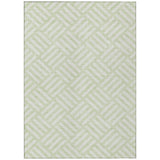 3' X 5' Mint Green And Ivory Geometric Washable Indoor Outdoor Area Rug