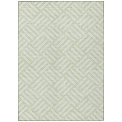 5' X 8' Mint Green And Ivory Geometric Washable Indoor Outdoor Area Rug