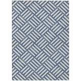 8' X 10' Navy Blue And Ivory Geometric Washable Indoor Outdoor Area Rug