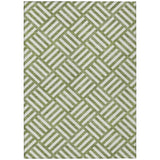 5' X 8' Olive Green And Ivory Geometric Washable Indoor Outdoor Area Rug