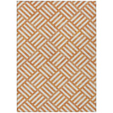 8' X 10' Orange And Ivory Geometric Washable Indoor Outdoor Area Rug