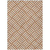 5' X 8' Orange And Ivory Geometric Washable Indoor Outdoor Area Rug