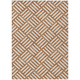 8' X 10' Orange And Ivory Geometric Washable Indoor Outdoor Area Rug