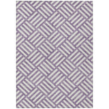 8' X 10' Purple And Ivory Geometric Washable Indoor Outdoor Area Rug