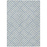 5' X 8' Sky Blue And Ivory Geometric Washable Indoor Outdoor Area Rug