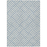 8' X 10' Sky Blue And Ivory Geometric Washable Indoor Outdoor Area Rug