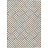 3' X 5' Taupe And Ivory Geometric Washable Indoor Outdoor Area Rug