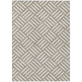 5' X 8' Taupe And Ivory Geometric Washable Indoor Outdoor Area Rug