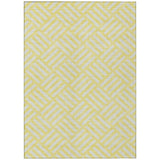 3' X 5' Yellow And Ivory Geometric Washable Indoor Outdoor Area Rug