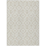 5' X 8' Beige And Ivory Geometric Washable Indoor Outdoor Area Rug