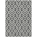 8' X 10' Black And Ivory Geometric Washable Indoor Outdoor Area Rug