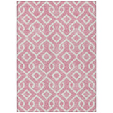5' X 8' Blush And Ivory Geometric Washable Indoor Outdoor Area Rug
