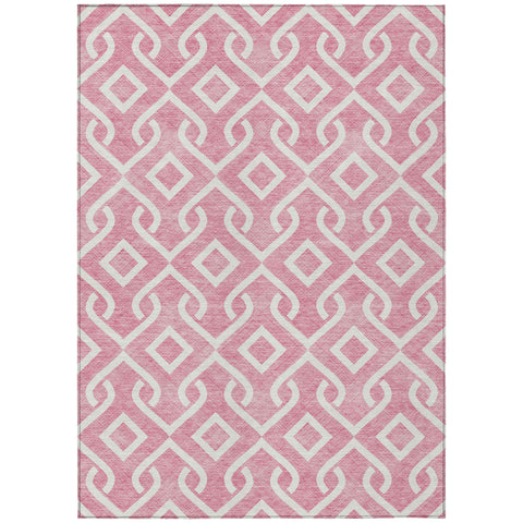 5' X 8' Blush And Ivory Geometric Washable Indoor Outdoor Area Rug
