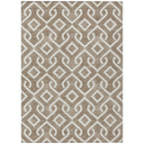 5' X 8' Brown And Ivory Geometric Washable Indoor Outdoor Area Rug