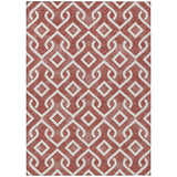 8' X 10' Burgundy And Ivory Geometric Washable Indoor Outdoor Area Rug