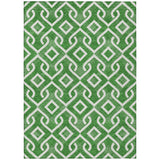 5' X 8' Emerald And Ivory Geometric Washable Indoor Outdoor Area Rug