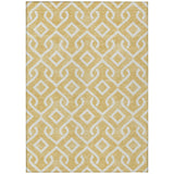 3' X 5' Gold And Ivory Geometric Washable Indoor Outdoor Area Rug