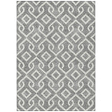 8' X 10' Gray And Ivory Geometric Washable Indoor Outdoor Area Rug