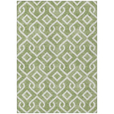 3' X 5' Green And Ivory Geometric Washable Indoor Outdoor Area Rug